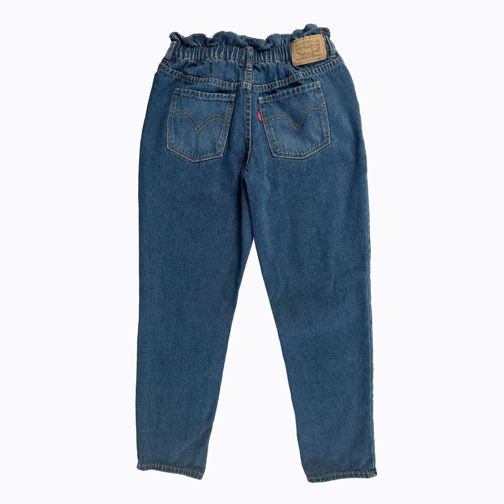 Levis Big Kids 14R High Loose Paperbag Cropped Denim Jeans Elastic Ruffle Waist